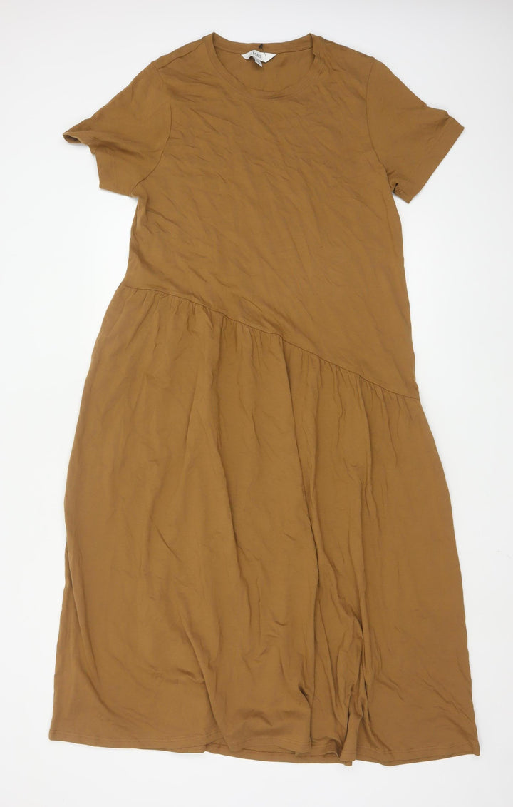 Marks and Spencer Women’s Brown Cotton Midi T-Shirt Dress Size 14