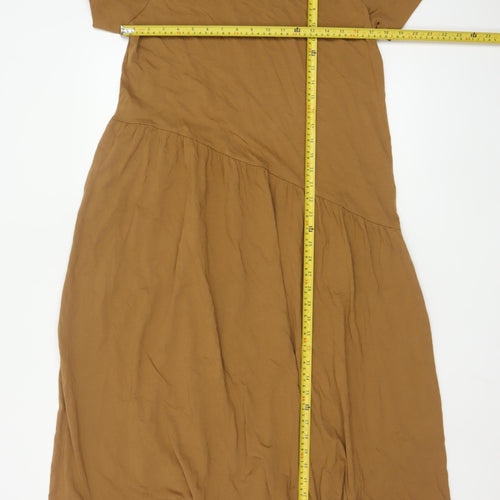 Marks and Spencer Women’s Brown Cotton Midi T-Shirt Dress Size 14