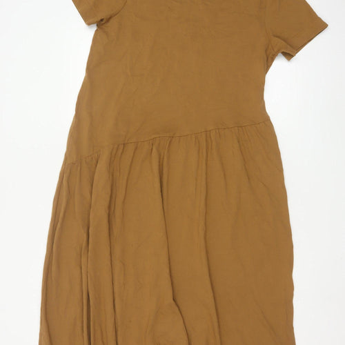 Marks and Spencer Women’s Brown Cotton Midi T-Shirt Dress Size 14