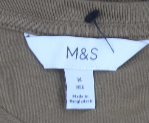 Marks and Spencer Women’s Brown Cotton Midi T-Shirt Dress Size 14