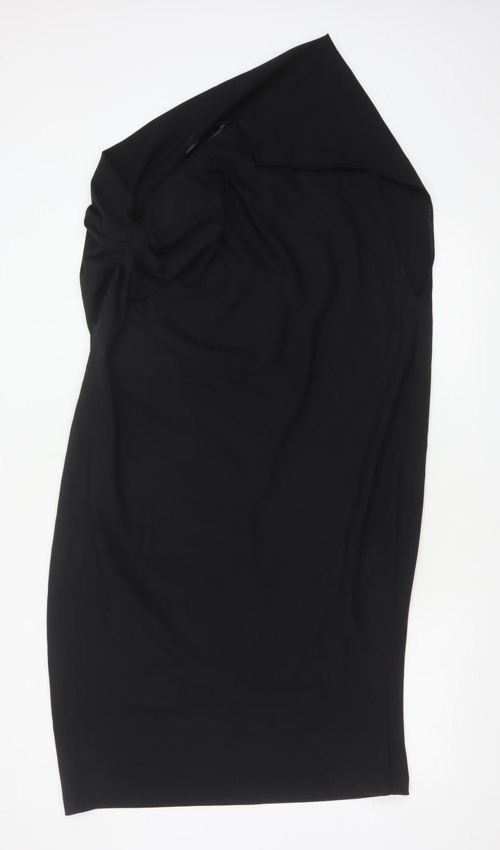 Zara Women Black One Shoulder Bodycon Dress Size 14 Party Cocktail