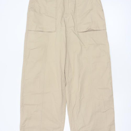 Mavi Women's Beige Cargo Trousers Cotton Wide-Leg M