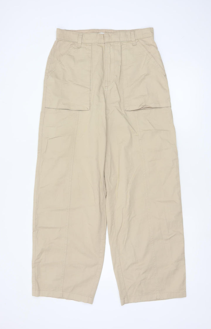 Mavi Women's Beige Cargo Trousers Cotton Wide-Leg M
