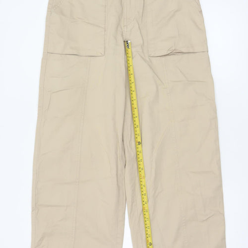 Mavi Women's Beige Cargo Trousers Cotton Wide-Leg M