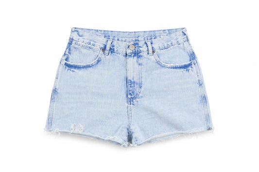 Topshop Women Blue Size 10 High Waist Cut-Off Denim Shorts