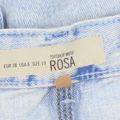 Topshop Women Blue Size 10 High Waist Cut-Off Denim Shorts