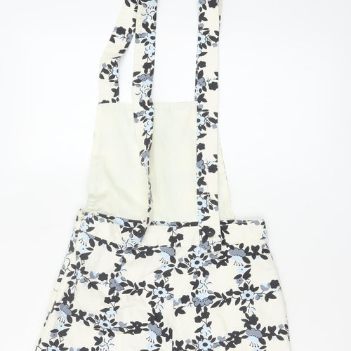 Topshop Womens Beige Floral Dungaree Playsuit UK 10 Cotton Blend