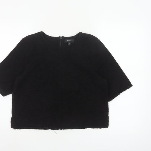 Next Womens Black 3/4 Sleeve Round Neck Blouse Size 12