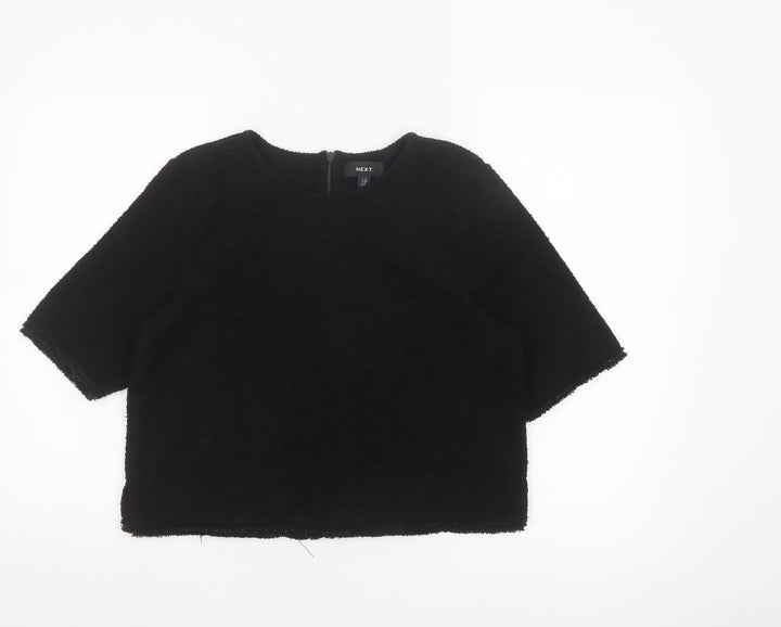 Next Womens Black 3/4 Sleeve Round Neck Blouse Size 12