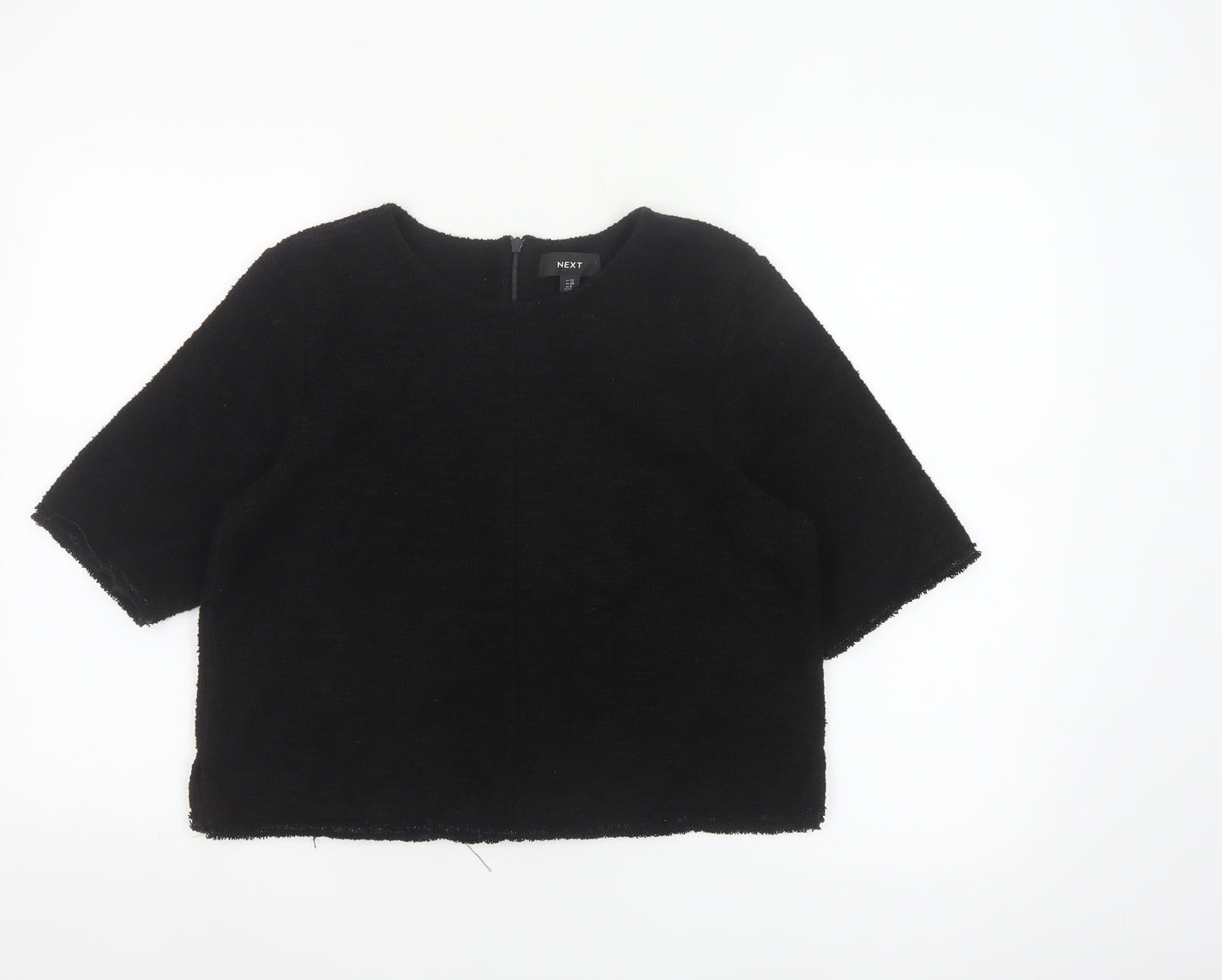 Next Womens Black 3/4 Sleeve Round Neck Blouse Size 12