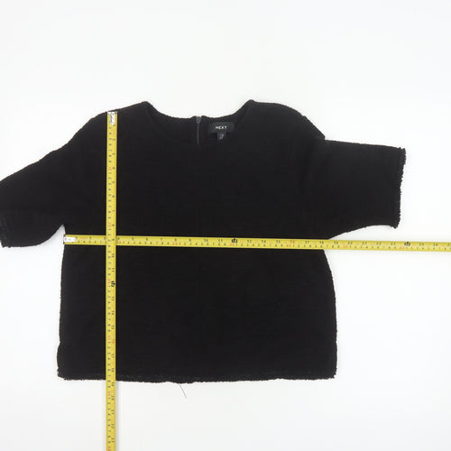 Next Womens Black 3/4 Sleeve Round Neck Blouse Size 12