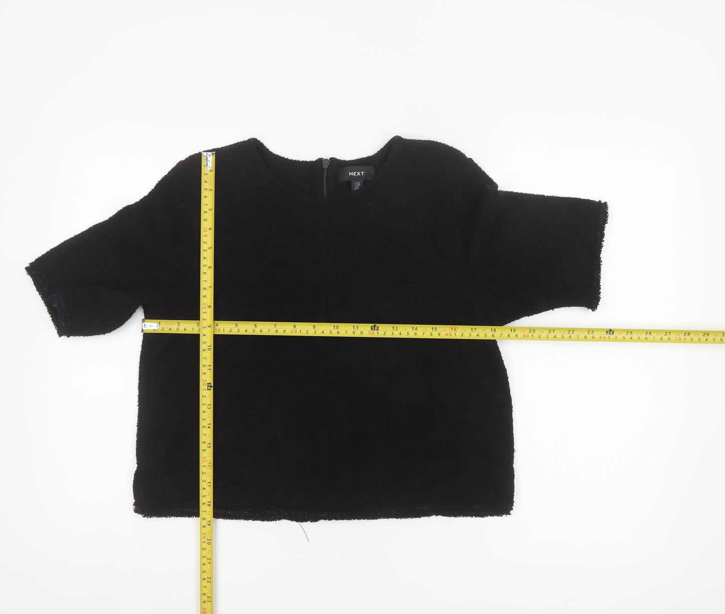 Next Womens Black 3/4 Sleeve Round Neck Blouse Size 12