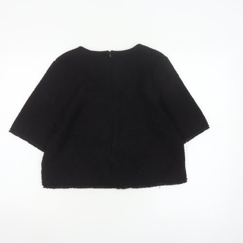 Next Womens Black 3/4 Sleeve Round Neck Blouse Size 12