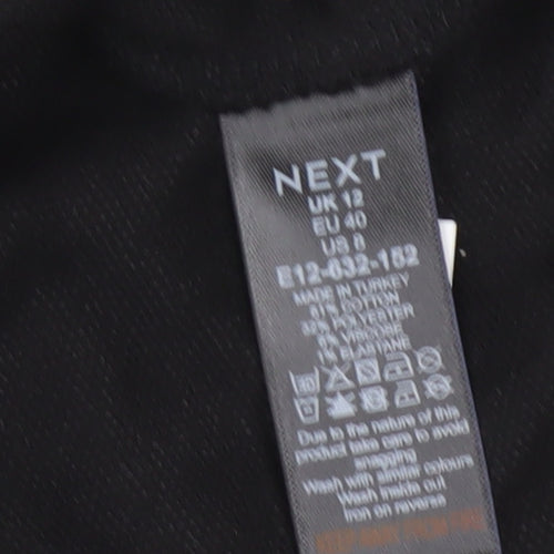 Next Womens Black 3/4 Sleeve Round Neck Blouse Size 12