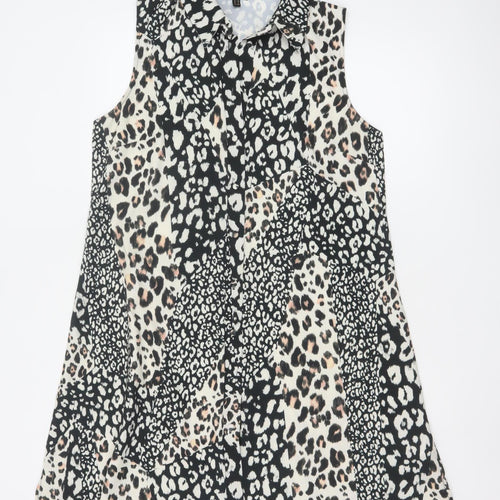 Lipsy Women’s Multicoloured Leopard Print Sleeveless Shift Dress Size 12