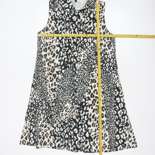 Lipsy Women’s Multicoloured Leopard Print Sleeveless Shift Dress Size 12