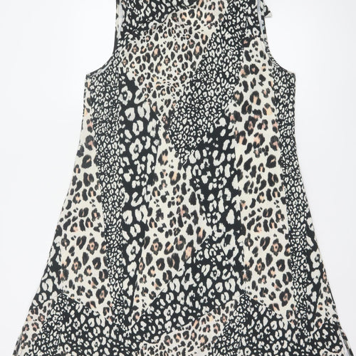 Lipsy Women’s Multicoloured Leopard Print Sleeveless Shift Dress Size 12