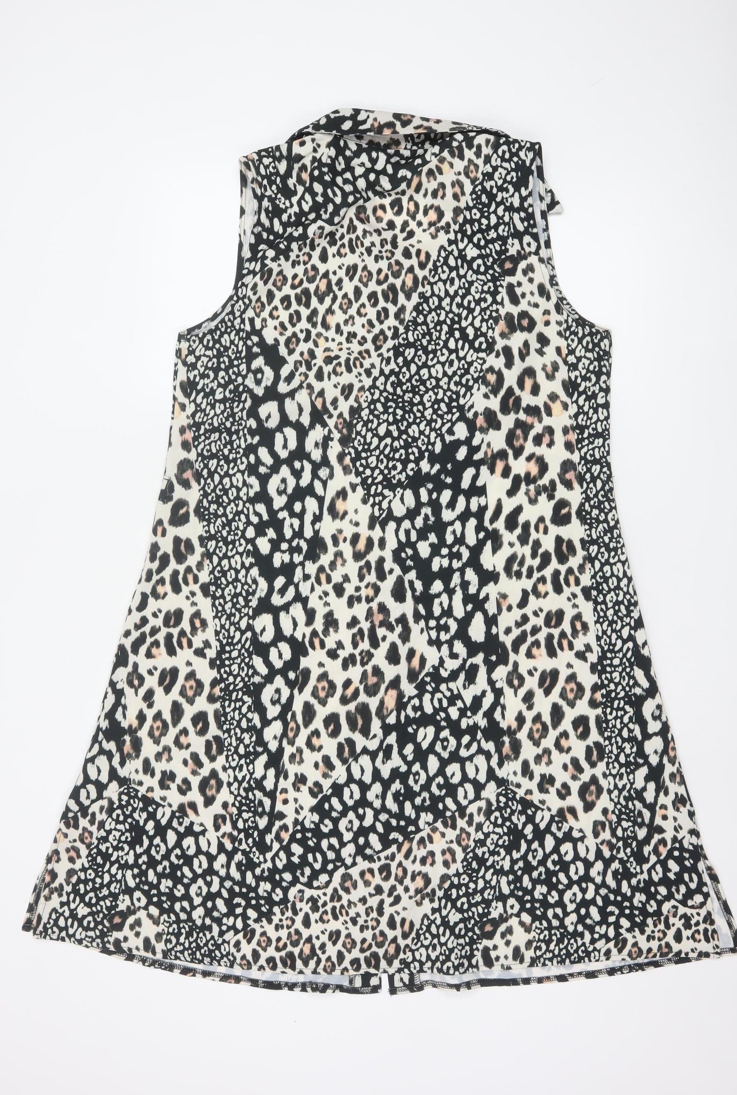 Lipsy Women’s Multicoloured Leopard Print Sleeveless Shift Dress Size 12