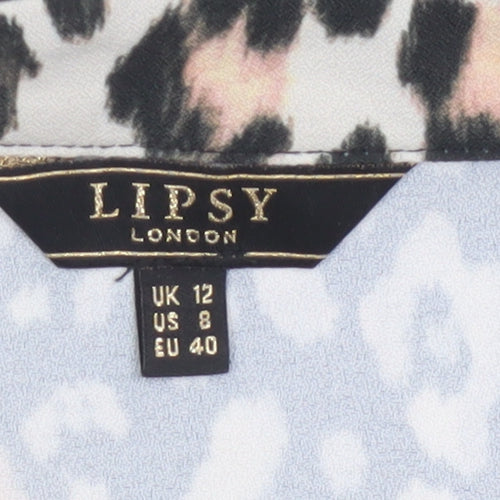 Lipsy Women’s Multicoloured Leopard Print Sleeveless Shift Dress Size 12