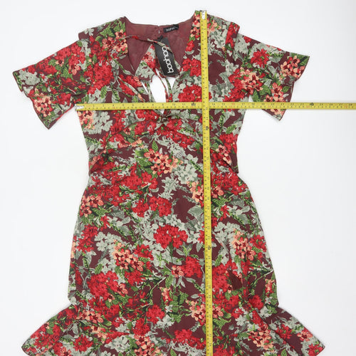 Boohoo Women’s Multicoloured Floral Wrap Dress Size 12