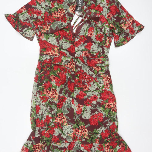 Boohoo Women’s Multicoloured Floral Wrap Dress Size 12