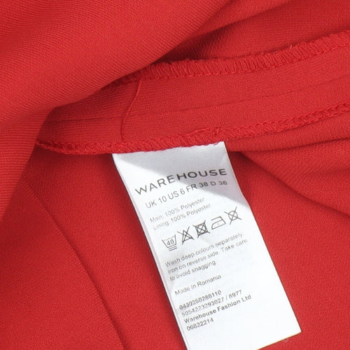 Warehouse Women’s Red Belted Sheath Dress Size 10 Elegant Formal