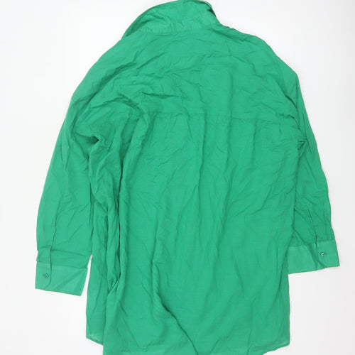 Marks and Spencer Women’s Green Cotton Long Sleeve Button-Up Shirt L