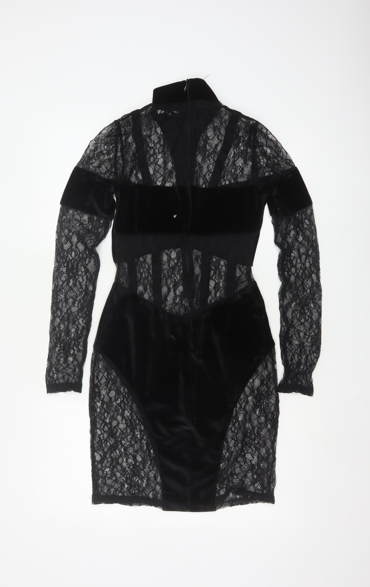 Simmi London Women's Black Lace Velvet Bodycon Dress Size 6