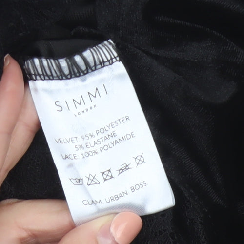 Simmi London Women's Black Lace Velvet Bodycon Dress Size 6