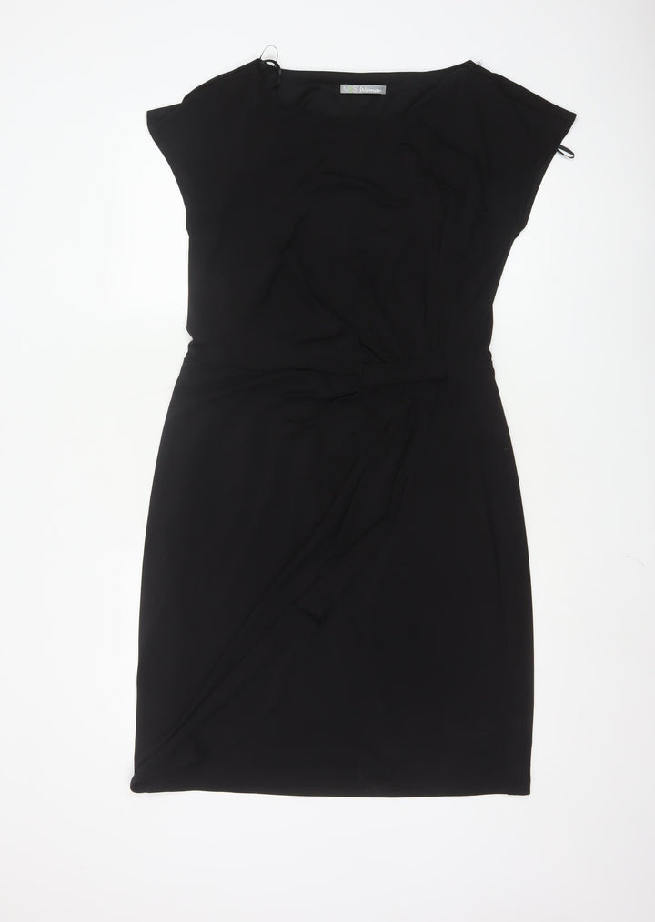 Marks and Spencer Women Black Sheath Belted Dress Size 14