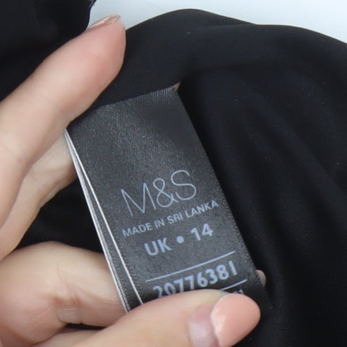 Marks and Spencer Women Black Sheath Belted Dress Size 14