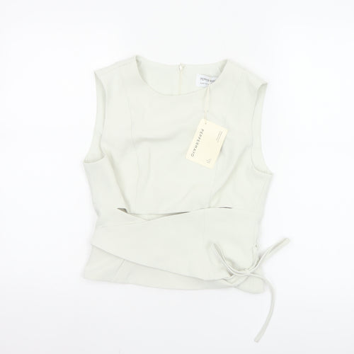 Peppermayo Women Ivory XS Wrap Woven Sleeveless Blouse