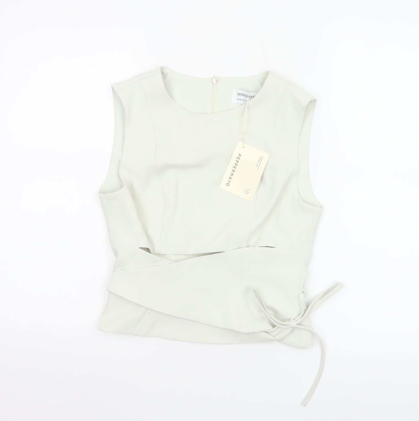 Peppermayo Women Ivory XS Wrap Woven Sleeveless Blouse