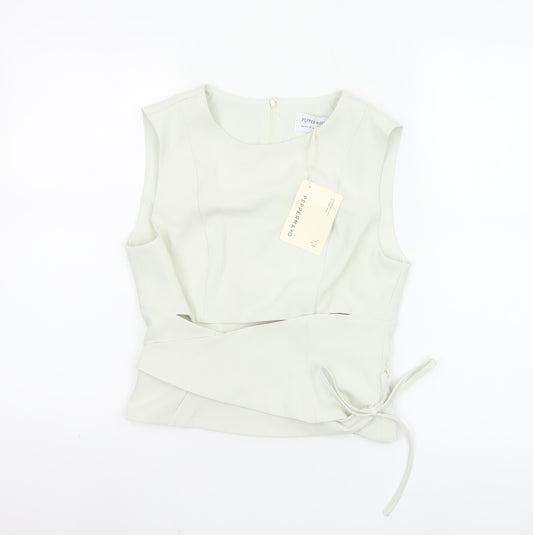 Peppermayo Women Ivory XS Wrap Woven Sleeveless Blouse