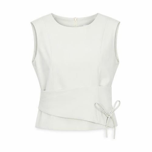 Peppermayo Women Ivory XS Wrap Woven Sleeveless Blouse