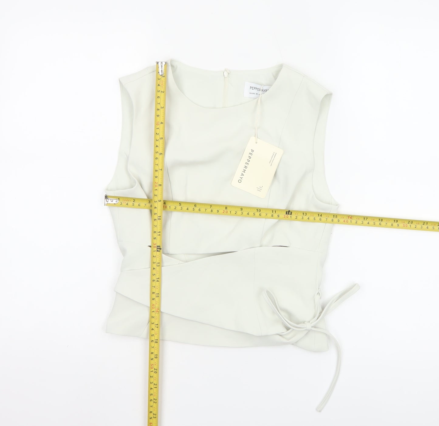 Peppermayo Women Ivory XS Wrap Woven Sleeveless Blouse
