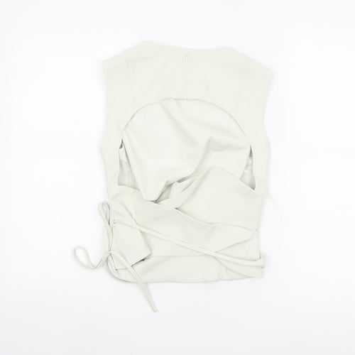 Peppermayo Women Ivory XS Wrap Woven Sleeveless Blouse