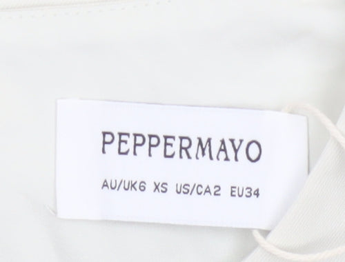 Peppermayo Women Ivory XS Wrap Woven Sleeveless Blouse