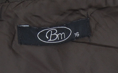 Bm Women Brown Floral Embroidered A-Line Midi Skirt Size 16