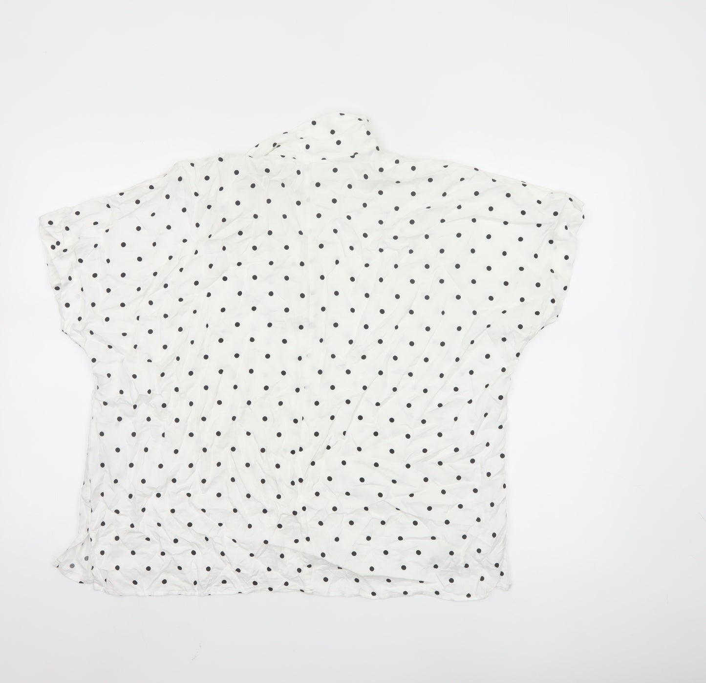 Uniqlo Women White Polka Dot Button-Up Shirt M Viscose