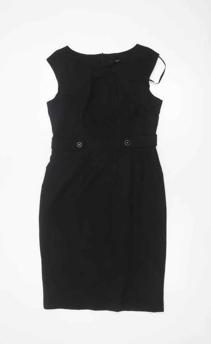 BHS Women’s Black Sleeveless Sheath Work Dress Size 12