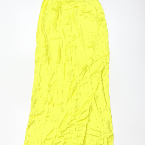 Topshop Women Yellow Long Slip Dress Size 6 Viscose Lightweight