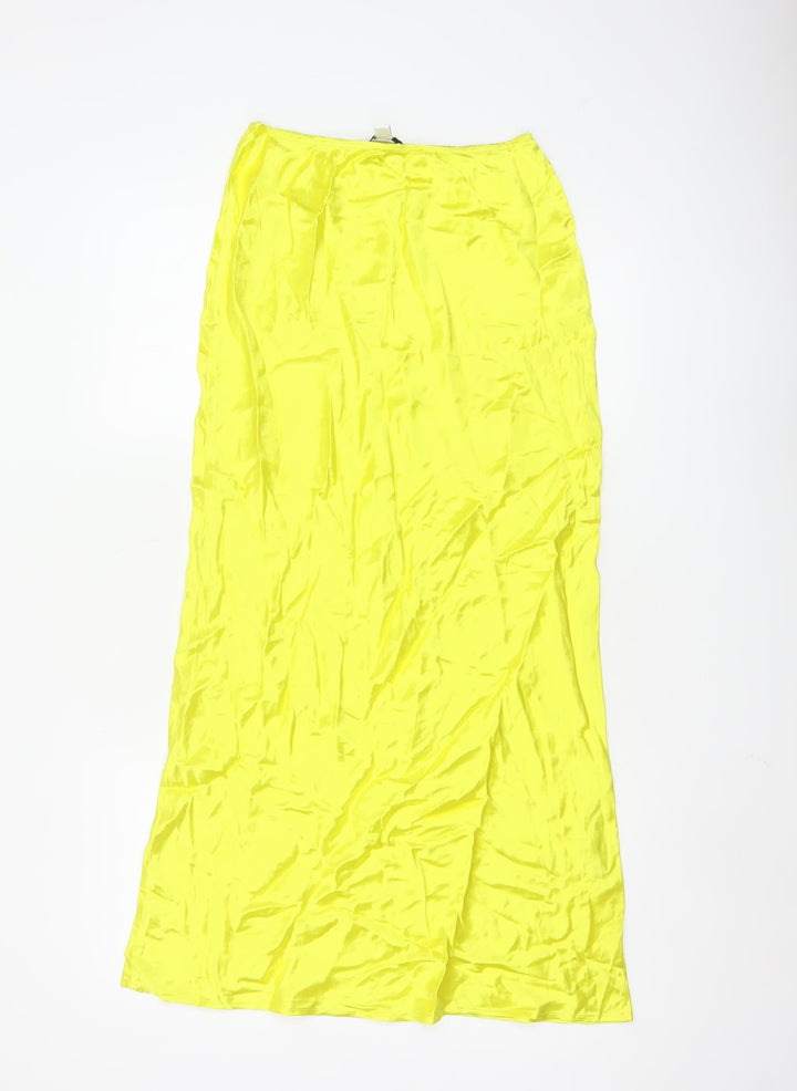 Topshop Women Yellow Long Slip Dress Size 6 Viscose Lightweight