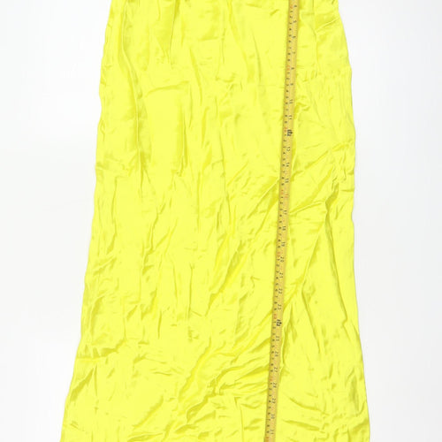 Topshop Women Yellow Long Slip Dress Size 6 Viscose Lightweight