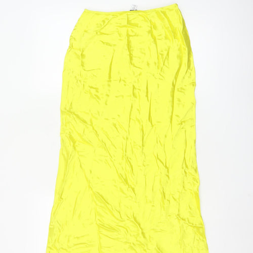 Topshop Women Yellow Long Slip Dress Size 6 Viscose Lightweight