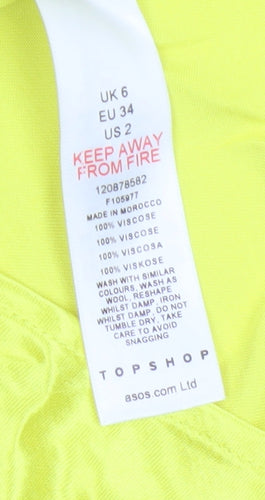 Topshop Women Yellow Long Slip Dress Size 6 Viscose Lightweight