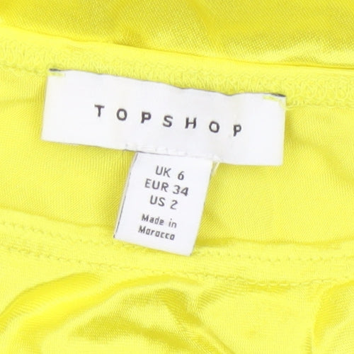 Topshop Women Yellow Long Slip Dress Size 6 Viscose Lightweight