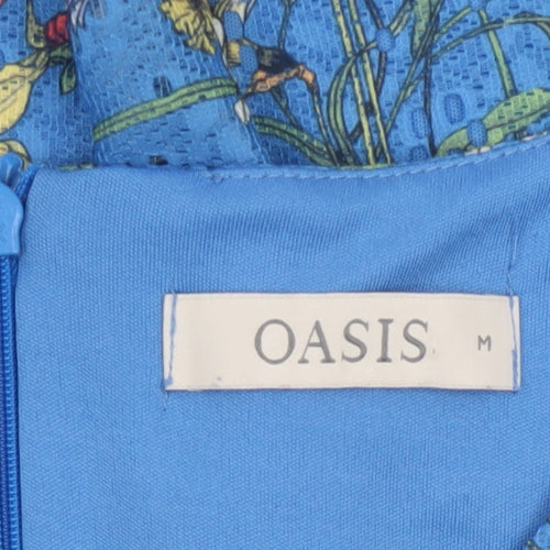 Oasis Women Blue Floral A-Line Short Dress Size 12