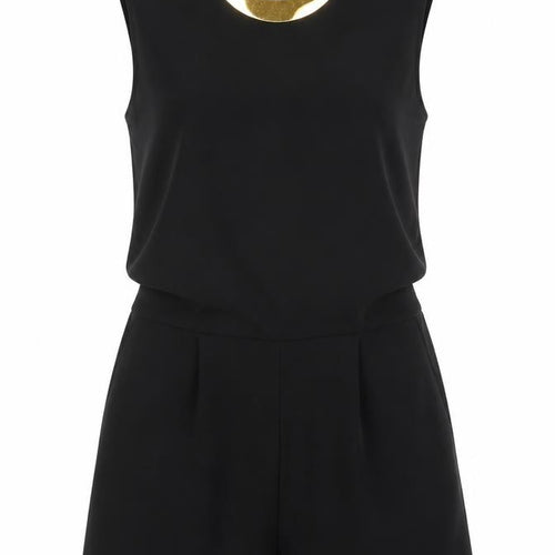 Zara Women Black Sleeveless Round Neck Playsuit Size 12