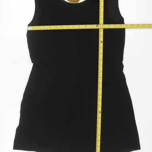 Zara Women Black Sleeveless Round Neck Playsuit Size 12